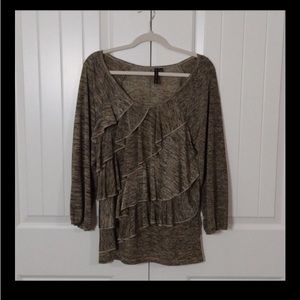 Goldish Bronze with Ruffles Brand- Allie & Rob blouse